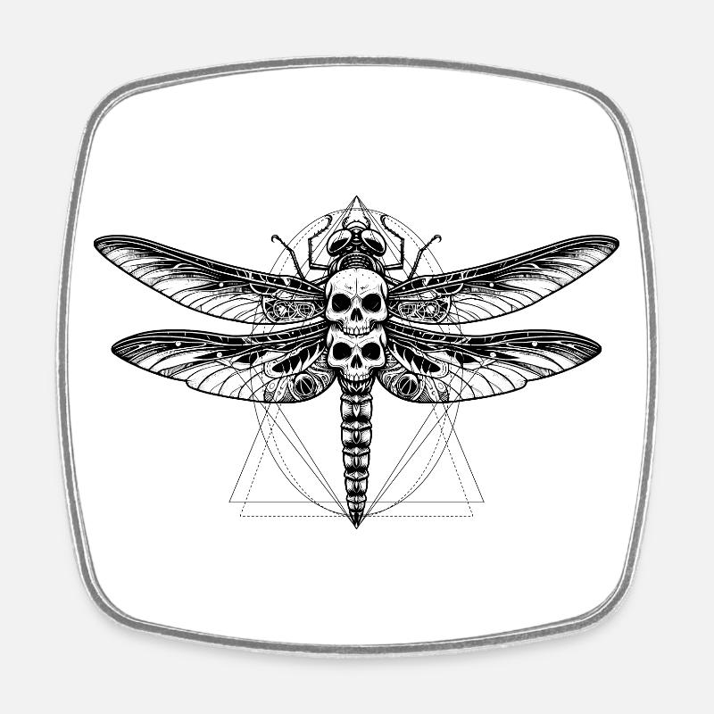 Deadly Bugs | Dragonfly - Square fridge magnet - white