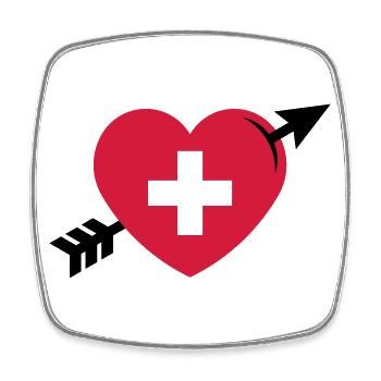 Herz Mit Schweizerkreuz Und Pfeil (Schweiz / 2C) - Viereckiger Kühlschrankmagnet - Weiß - Vorne