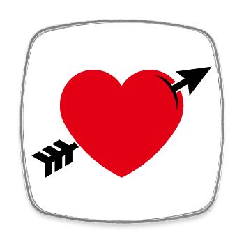 Herz Mit Liebespfeil (Verliebt / Valentinstag 2C) - Viereckiger Kühlschrankmagnet - Weiß - Vorne
