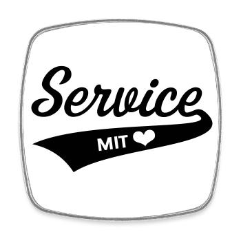 Service Mit Herz (Berufskleidung / Black) - Viereckiger Kühlschrankmagnet - Weiß - Vorne