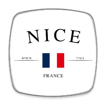 Nice, France – Souvenir et cadeau de vacances - Magnet carré - blanc - Devant