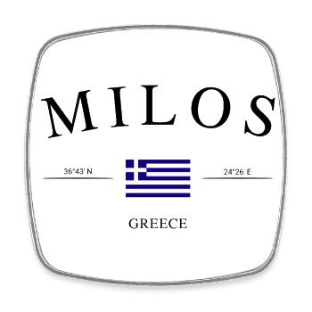 Milos Griechenland – Urlaub Souvenir & Geschenk - Viereckiger Kühlschrankmagnet - Weiß - Vorne