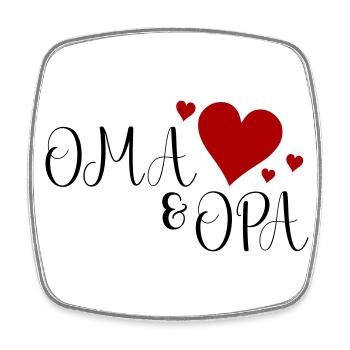 Oma und Opa Herz - Viereckiger Kühlschrankmagnet - Weiß - Vorne