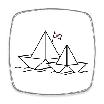 Papierboote Papierschiff Schiffe Boote Liebe Paare - Viereckiger Kühlschrankmagnet - Weiß - Vorne