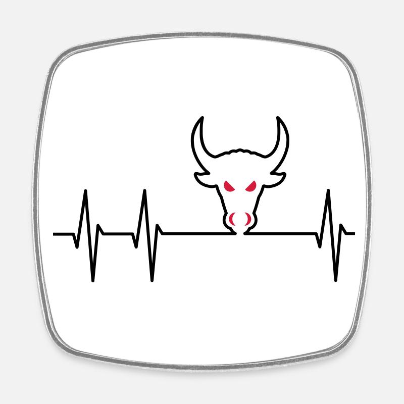 ECG et tête de taureau - Magnet carré - blanc