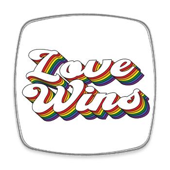 Love Wins LGBTQ Rainbow Gay Pride CSD - Square fridge magnet - white - Front