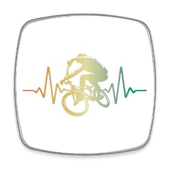 Heartbeat BMX Pulse ECG - Square fridge magnet - white - Front