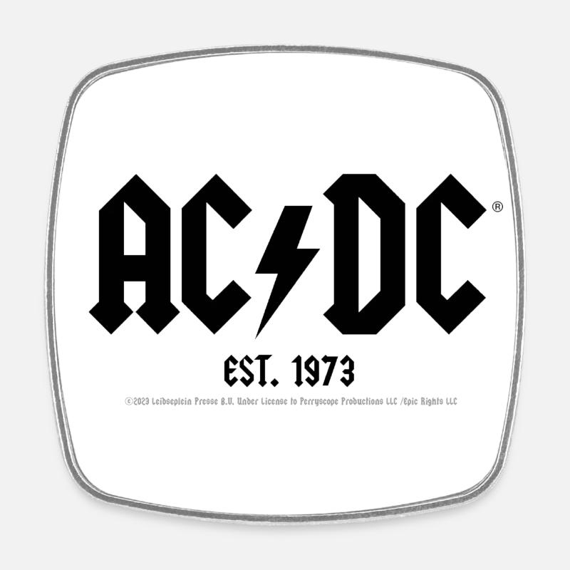 AC/DC Black Logo Est. 1973 - Square fridge magnet - white