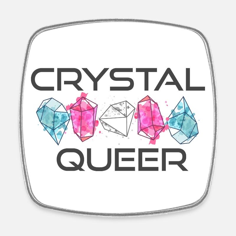 Crystal Queer Trans Pride Rainbow Crystals - Square fridge magnet - white
