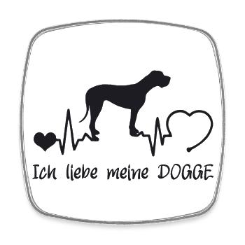 Deutsche Dogge mit Herzschlag - Viereckiger Kühlschrankmagnet - Weiß - Vorne