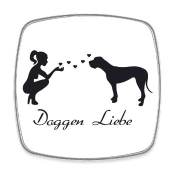 Deutsche Dogge mit Frau - Viereckiger Kühlschrankmagnet - Weiß - Vorne