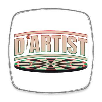 Dartiste Dart Artiste | Bullseye avec style - Magnet carré - blanc - Devant