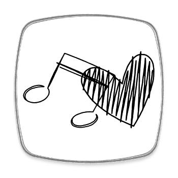 Musikliebhaber Musik Note Herz - Viereckiger Kühlschrankmagnet - Weiß - Vorne