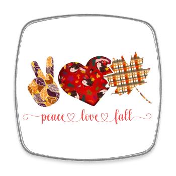 PEACE LOVE FALL, THANKSGIVING - Square fridge magnet - white - Front