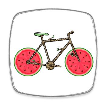 Vélo de pastèque, vélo de fruits, vélo de fruits Kawaii - Magnet carré - blanc - Devant