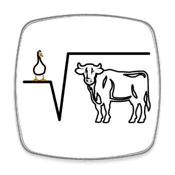 Ente Wurzel aus Kuh - Mathe Geschenk - Viereckiger Kühlschrankmagnet - Weiß - Vorne