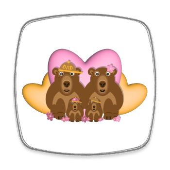 Liebe Bären Familie mit rosa und gelbe Herzen. - Viereckiger Kühlschrankmagnet - Weiß - Vorne