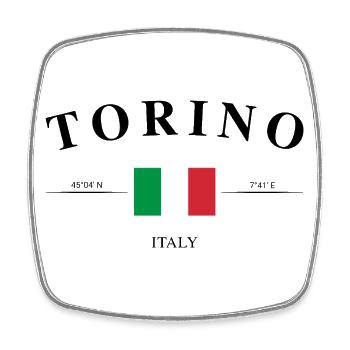 Torino Italien Koordinaten Reise Souvenir - Viereckiger Kühlschrankmagnet - Weiß - Vorne