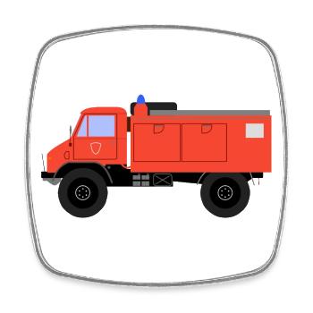 Unimog - Oldtimer - Offroad - Dispositif moteur universel - Magnet carré - blanc - Devant