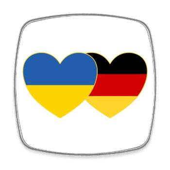 Ukraine Germany Heart Flag - Square fridge magnet - white - Front