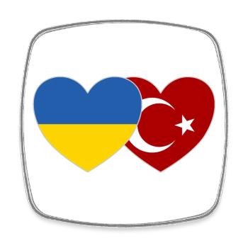 Ukraine Türkei Herz Flagge - Viereckiger Kühlschrankmagnet - Weiß - Vorne