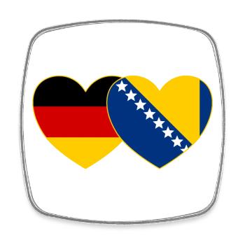 Germany Bosnia Flag Heart - Square fridge magnet - white - Front
