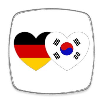 Germany South Korea Flag Heart - Square fridge magnet - white - Front
