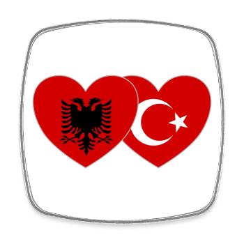 Albanien Türkei Flagge Herz - Viereckiger Kühlschrankmagnet - Weiß - Vorne
