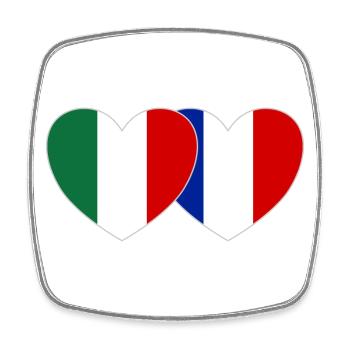 Italien Frankreich Flagge Herz - Viereckiger Kühlschrankmagnet - Weiß - Vorne