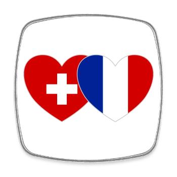 Schweiz Frankreich Flagge Herz - Viereckiger Kühlschrankmagnet - Weiß - Vorne