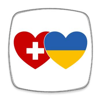 Ukraine Suisse Flag Heart - Magnet carré - blanc - Devant