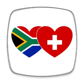 Afrique du Sud Suisse Flag Heart - Magnet carré - blanc - Devant