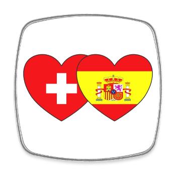 Suisse Espagne Drapeau Cœur - Magnet carré - blanc - Devant
