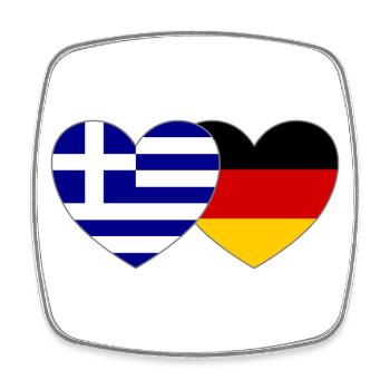 Greece Germany Flag Heart - Square fridge magnet - white - Front