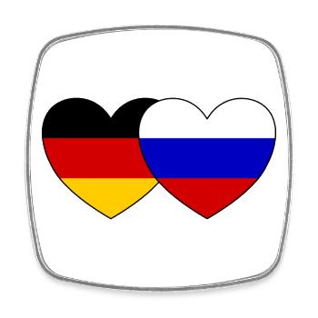Allemagne Russie Drapeau Cœur - Magnet carré - blanc - Devant