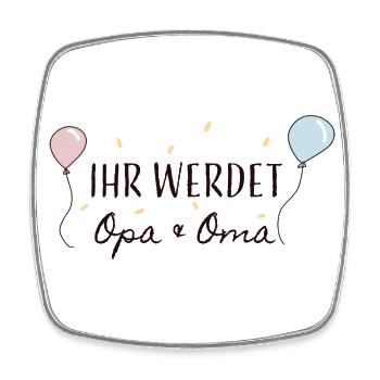 Schwangerschaftsverkündung Oma und Opa - Viereckiger Kühlschrankmagnet - Weiß - Vorne