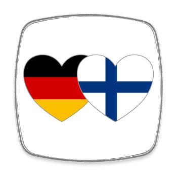 Deutschland Finnland Flagge Herz - Viereckiger Kühlschrankmagnet - Weiß - Vorne