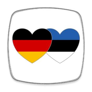 Germany Estonia Flag Heart - Square fridge magnet - white - Front