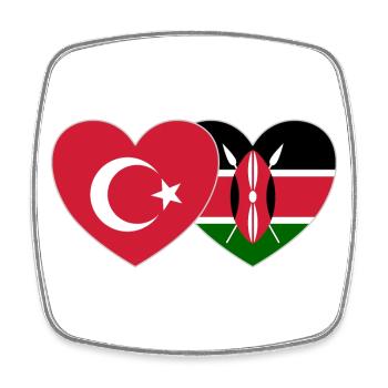 Türkei Kenia Flagge Herz - Viereckiger Kühlschrankmagnet - Weiß - Vorne
