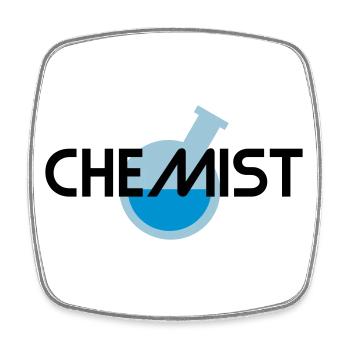 Chemist (geneigter Rundkolben mit Flüssigkeit) - Viereckiger Kühlschrankmagnet - Weiß - Vorne