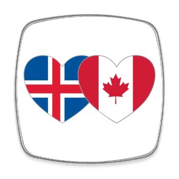 Island Kanada Flagge Herz - Viereckiger Kühlschrankmagnet - Weiß - Vorne