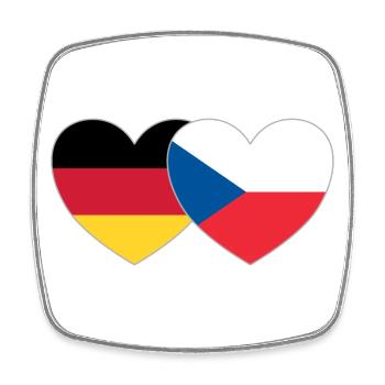 Deutschland Tschechien Flagge Herz - Viereckiger Kühlschrankmagnet - Weiß - Vorne