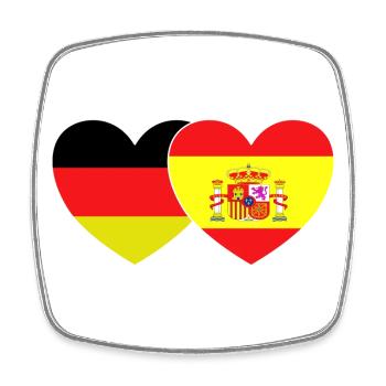 Germany Spain Flag Heart - Square fridge magnet - white - Front