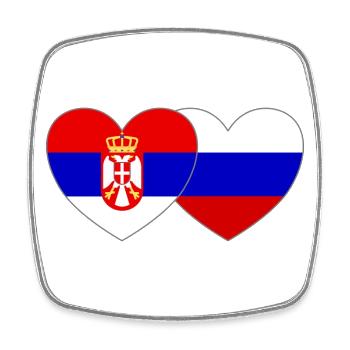 Serbie Russie Drapeau Cœur - Magnet carré - blanc - Devant