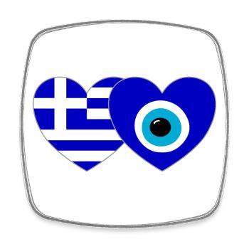 Grèce Bonheur Drapeau Cœur - Magnet carré - blanc - Devant