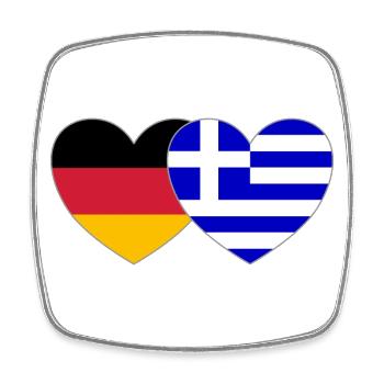 Germany Greece Flag Heart - Square fridge magnet - white - Front