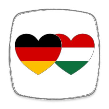 Allemagne Hongrie Drapeau Cœur - Magnet carré - blanc - Devant