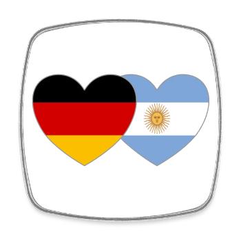 Germany Argentina Flag Heart - Square fridge magnet - white - Front