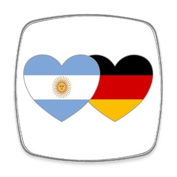 Allemagne Argentine Drapeau Cœur - Magnet carré - blanc - Devant
