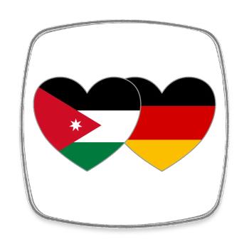 Jordanie Allemagne Flag Heart - Magnet carré - blanc - Devant